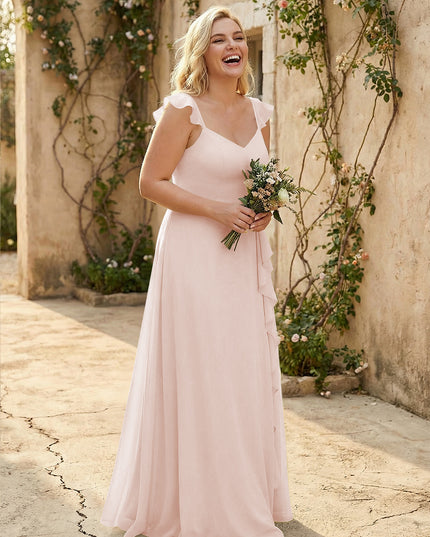 V Neck Sweetheart Chiffon Bridesmaid Dresses