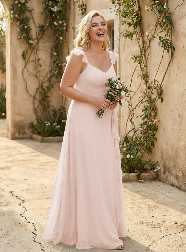 V Neck Sweetheart Chiffon Bridesmaid Dresses