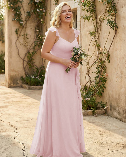 V Neck Sweetheart Chiffon Bridesmaid Dresses