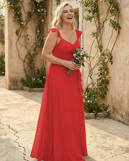 V Neck Sweetheart Chiffon Bridesmaid Dresses