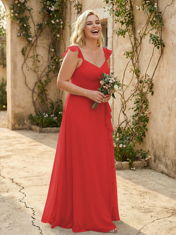 V Neck Sweetheart Chiffon Bridesmaid Dresses