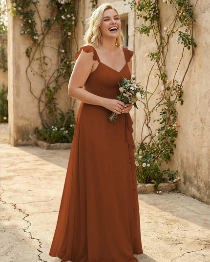 V Neck Sweetheart Chiffon Bridesmaid Dresses