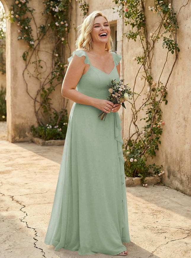 V Neck Sweetheart Chiffon Bridesmaid Dresses