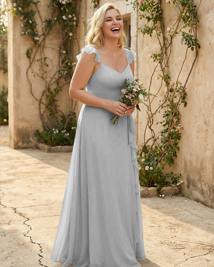 V Neck Sweetheart Chiffon Bridesmaid Dresses