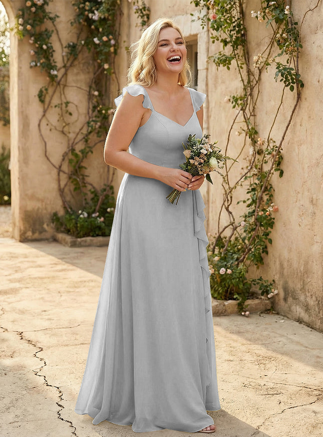 V Neck Sweetheart Chiffon Bridesmaid Dresses