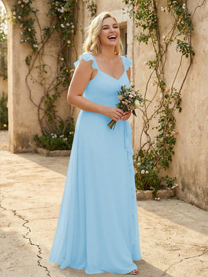 V Neck Sweetheart Chiffon Bridesmaid Dresses