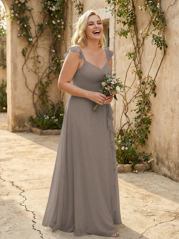 V Neck Sweetheart Chiffon Bridesmaid Dresses