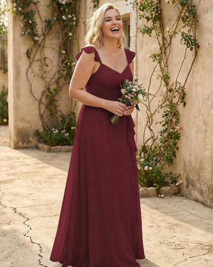 V Neck Sweetheart Chiffon Bridesmaid Dresses