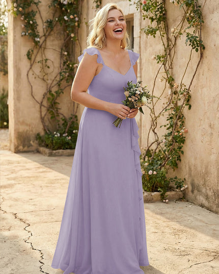 V Neck Sweetheart Chiffon Bridesmaid Dresses