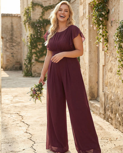 Scoop Neck Pleated Chiffon One Suitcase Bridesmaid Dresses