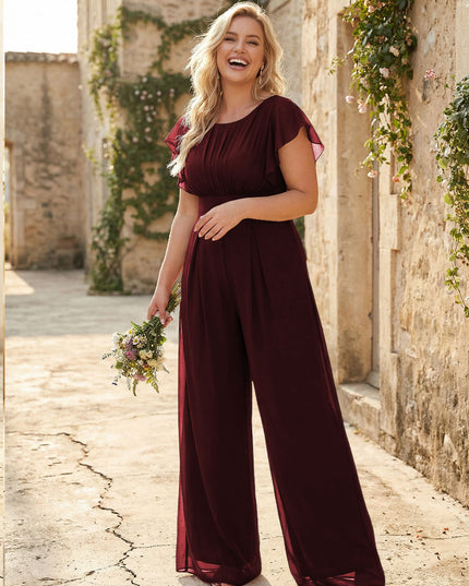 Scoop Neck Pleated Chiffon One Suitcase Bridesmaid Dresses