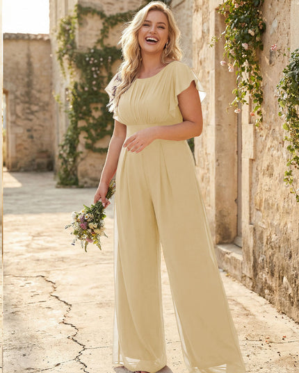 Scoop Neck Pleated Chiffon One Suitcase Bridesmaid Dresses