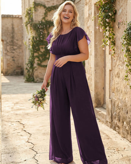 Scoop Neck Pleated Chiffon One Suitcase Bridesmaid Dresses