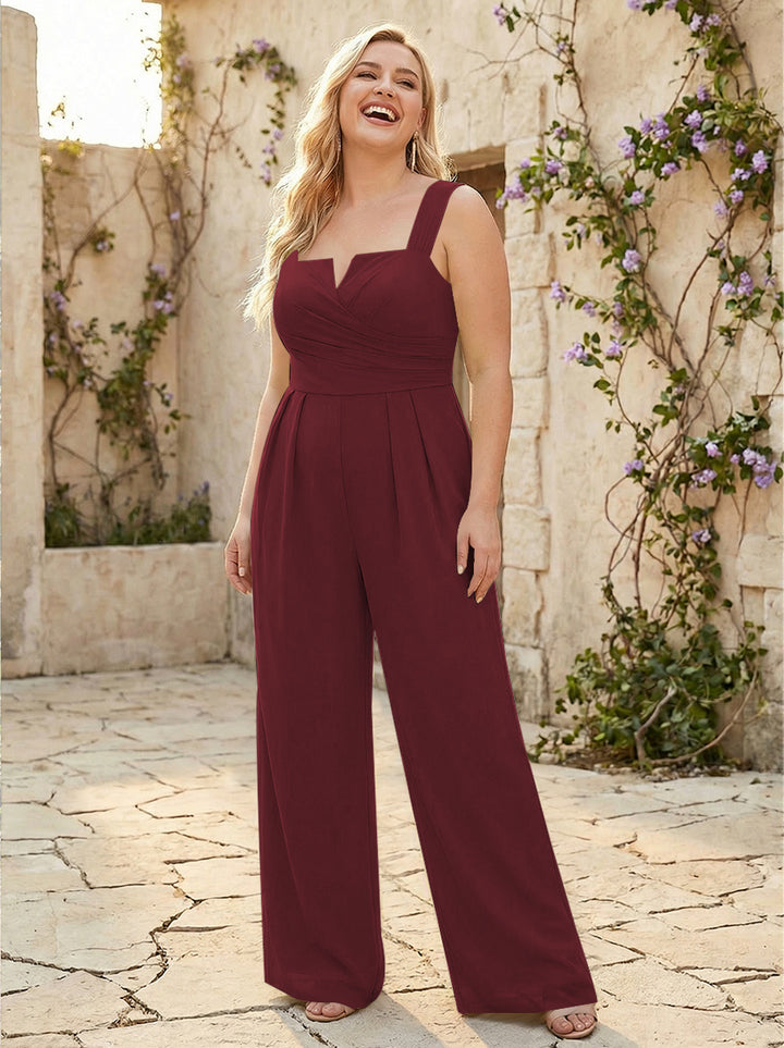 Square Neck Pleated Chiffon One Suitcase Bridesmaid Dresses