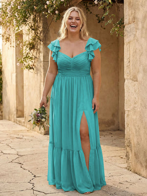 Chiffon Sweetheart Ruffles Bridesmaid Dresses