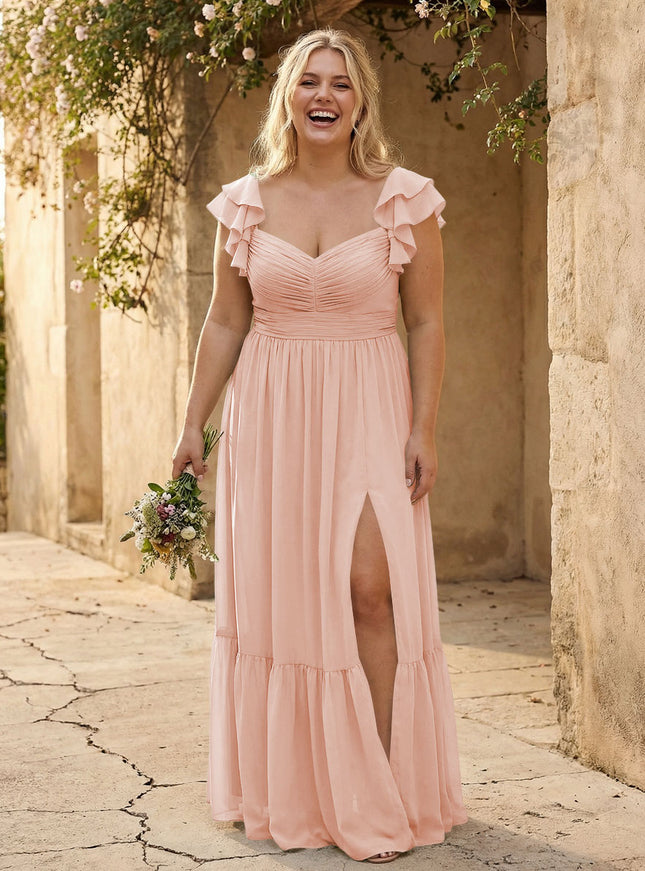 Chiffon Sweetheart Ruffles Bridesmaid Dresses