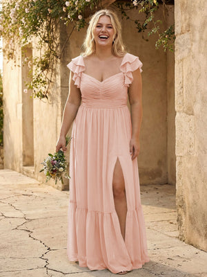 Chiffon Sweetheart Ruffles Bridesmaid Dresses