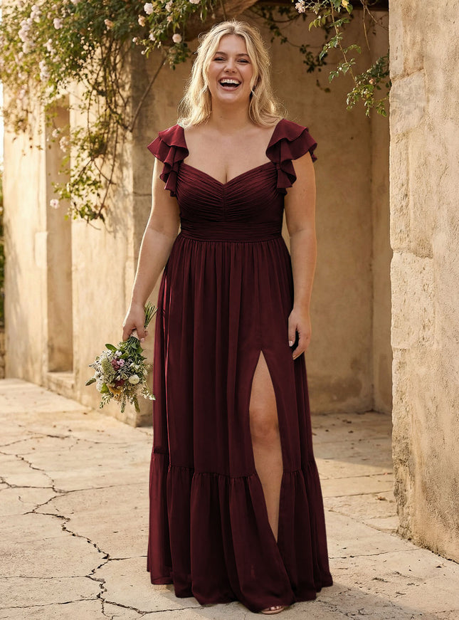 Chiffon Sweetheart Ruffles Bridesmaid Dresses