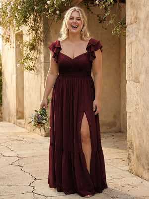 Chiffon Sweetheart Ruffles Bridesmaid Dresses