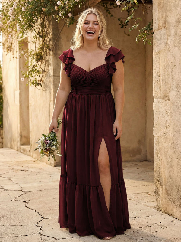 Chiffon Sweetheart Ruffles Bridesmaid Dresses