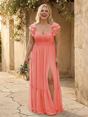 Chiffon Sweetheart Ruffles Bridesmaid Dresses