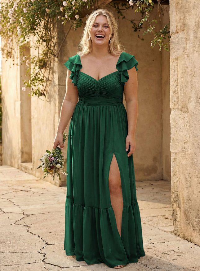 Chiffon Sweetheart Ruffles Bridesmaid Dresses