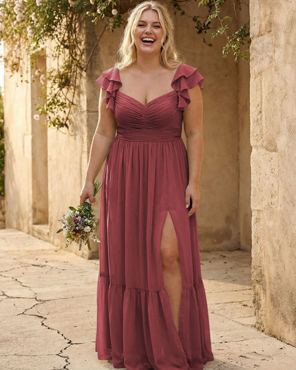 Chiffon Sweetheart Ruffles Bridesmaid Dresses