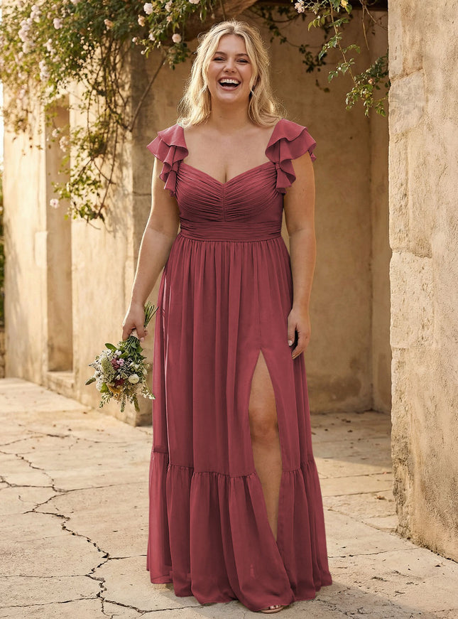 Chiffon Sweetheart Ruffles Bridesmaid Dresses
