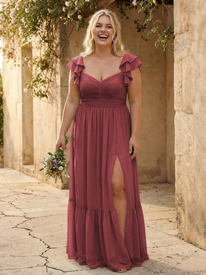 Chiffon Sweetheart Ruffles Bridesmaid Dresses