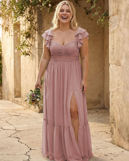 Chiffon Sweetheart Ruffles Bridesmaid Dresses