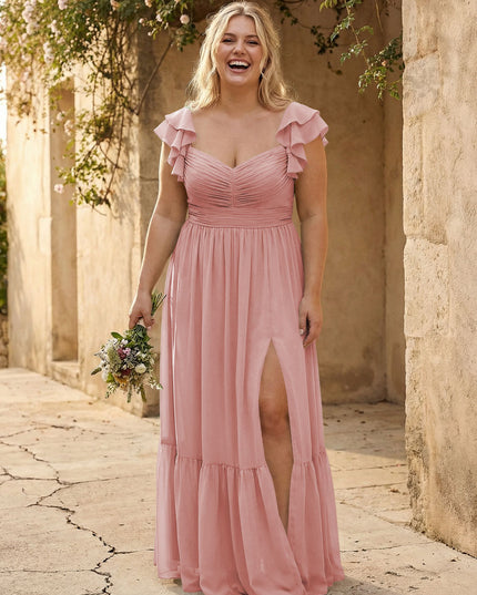 Chiffon Sweetheart Ruffles Bridesmaid Dresses