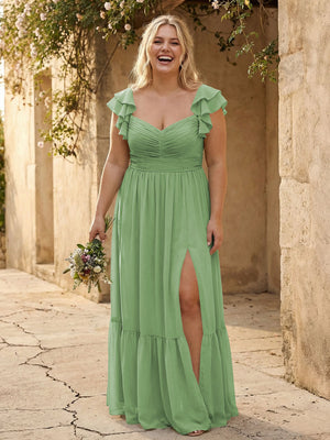 Chiffon Sweetheart Ruffles Bridesmaid Dresses