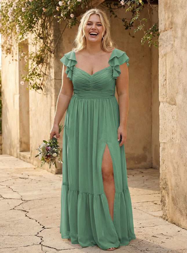 Chiffon Sweetheart Ruffles Bridesmaid Dresses