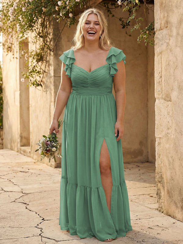 Chiffon Sweetheart Ruffles Bridesmaid Dresses