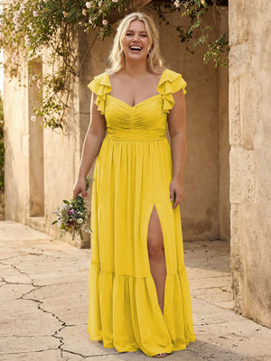 Chiffon Sweetheart Ruffles Bridesmaid Dresses