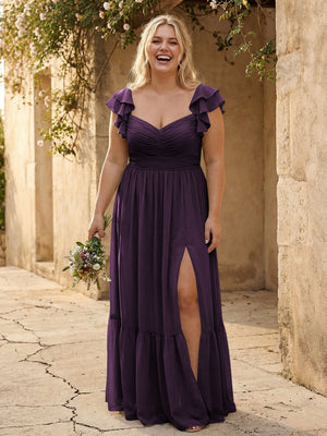 Chiffon Sweetheart Ruffles Bridesmaid Dresses