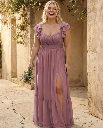 Chiffon Sweetheart Ruffles Bridesmaid Dresses