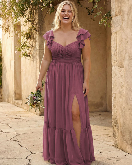 Chiffon Sweetheart Ruffles Bridesmaid Dresses