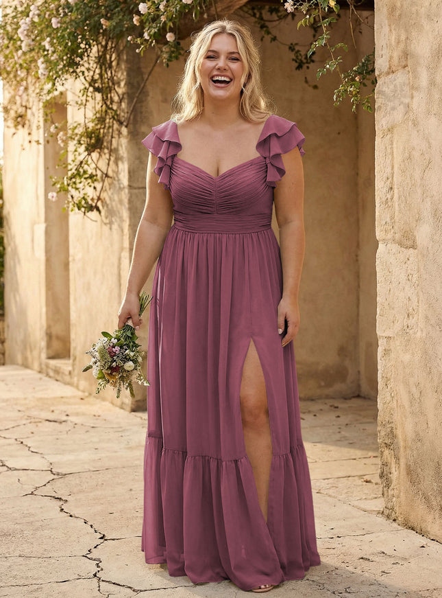 Chiffon Sweetheart Ruffles Bridesmaid Dresses