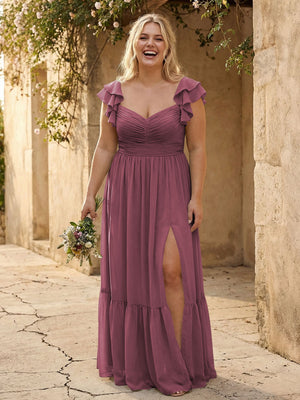 Chiffon Sweetheart Ruffles Bridesmaid Dresses