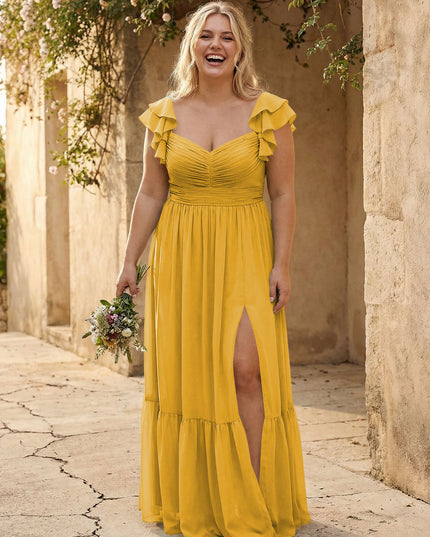 Chiffon Sweetheart Ruffles Bridesmaid Dresses