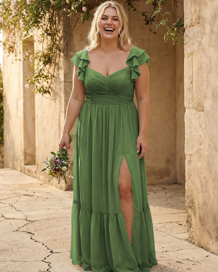 Chiffon Sweetheart Ruffles Bridesmaid Dresses