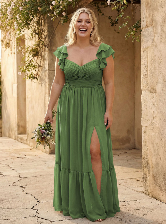 Chiffon Sweetheart Ruffles Bridesmaid Dresses