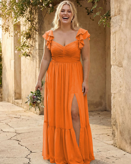 Chiffon Sweetheart Ruffles Bridesmaid Dresses