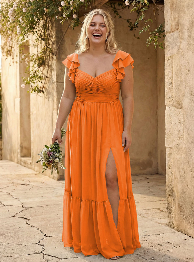 Chiffon Sweetheart Ruffles Bridesmaid Dresses