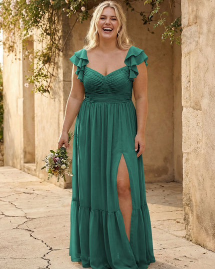 Chiffon Sweetheart Ruffles Bridesmaid Dresses