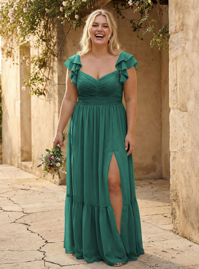 Chiffon Sweetheart Ruffles Bridesmaid Dresses
