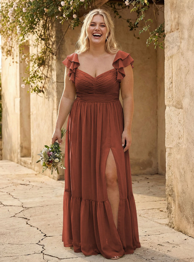 Chiffon Sweetheart Ruffles Bridesmaid Dresses