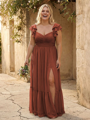 Chiffon Sweetheart Ruffles Bridesmaid Dresses