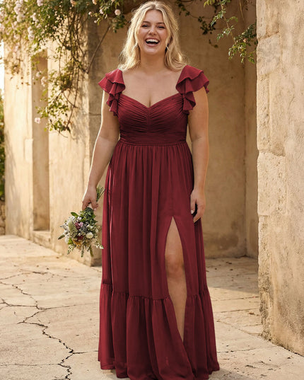 Chiffon Sweetheart Ruffles Bridesmaid Dresses